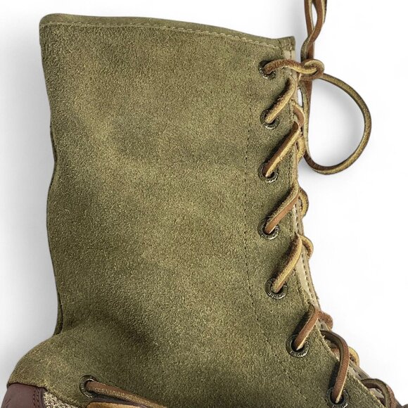 Sperry Top-Sider Olive Green Suede Boots Women's SZ 6 Leather Plaid Lace-Up Boot - Picture 10 of 13